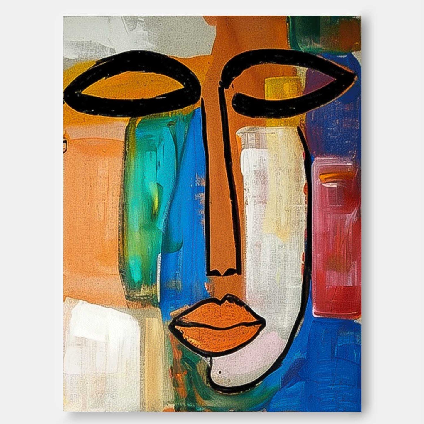 Abstract Contemporary Face Oil Painting for Modern Home Decor