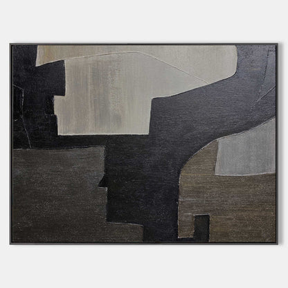 Contemporary Black and Grey Abstract Oil Painting for Modern Home Decor