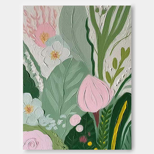 Botanical Beauty: Vibrant Floral Oil Painting for Home Décor