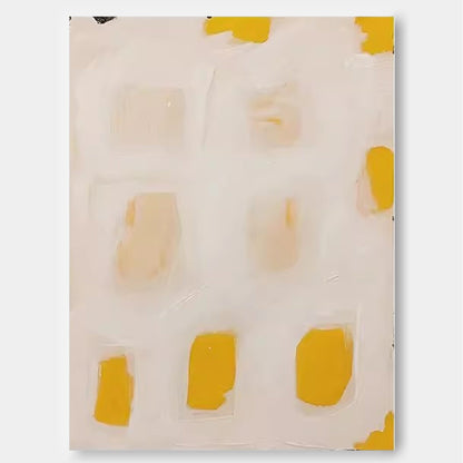 Contemporary Minimalist Oil Painting with Warm Yellow Accents