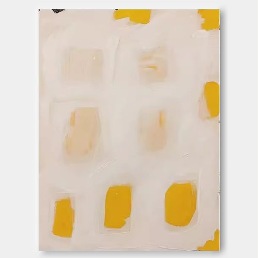 Contemporary Minimalist Oil Painting with Warm Yellow Accents