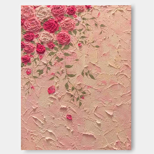 Elegant Pink Rose Oil Painting for Floral Home Décor