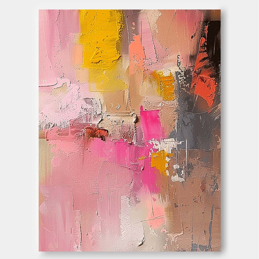 Vibrant Abstract Oil Painting with Bold Colors for Modern Home Decor