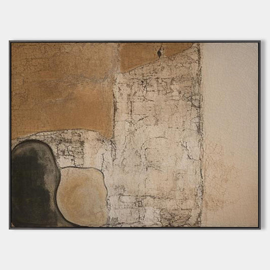 Contemporary Abstract Oil Painting with Unique Textures and Earthy Tones