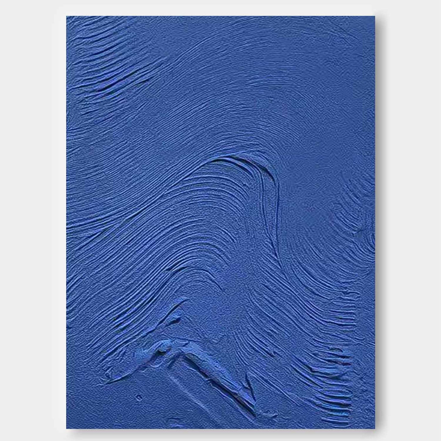 Textured Blue Abstract Oil Painting for Modern Minimalist Home Decor