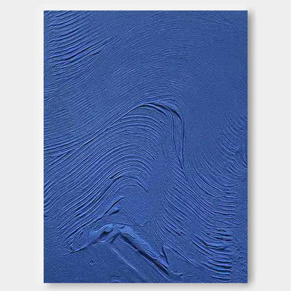 Textured Blue Abstract Oil Painting for Modern Minimalist Home Decor