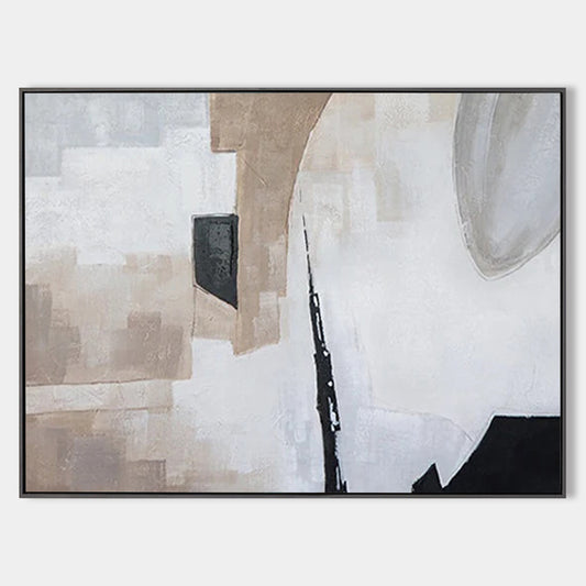 Elegant Wabi-Sabi Abstract Oil Painting for Minimalist Home Decor