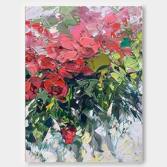 Vibrant Floral Oil Painting for Home Decor - Artistic Flower Canvas Art