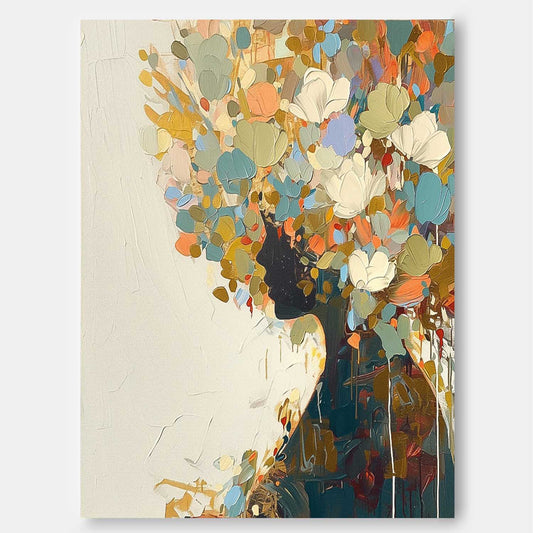 Floral Silhouette Oil Painting for Home Decor and Elegant Wall Art
