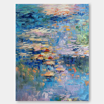 Serene Water Lilies Oil Painting for Tranquil Home Decor