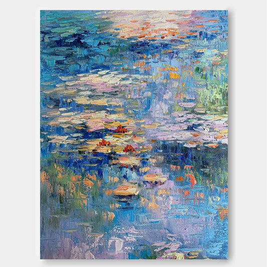 Serene Water Lilies Oil Painting for Tranquil Home Decor
