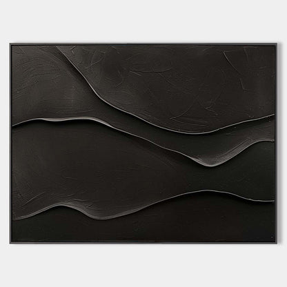 Textured Black Modern Abstract Oil Painting for Contemporary Home Decor