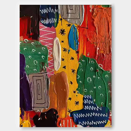 Colorful Abstract Oil Painting for Modern Home Décor - Unique Canvas Art
