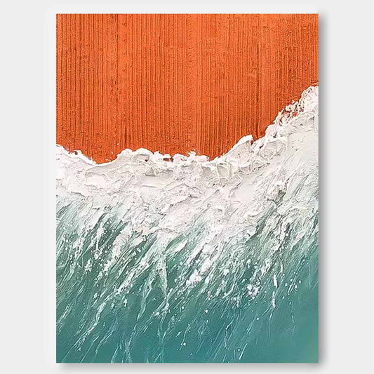 Stunning Beach Waves Oil Painting for Coastal Home Decor