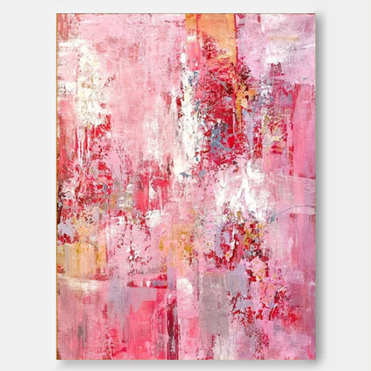 Vibrant Pink Abstract Oil Painting for Modern Home Decor and Art Lovers