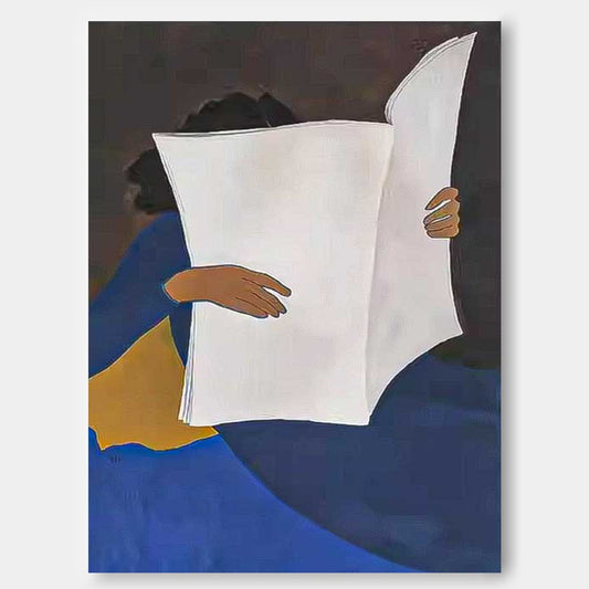 Colorful Abstract Oil Painting of a Person Holding a Blank Canvas