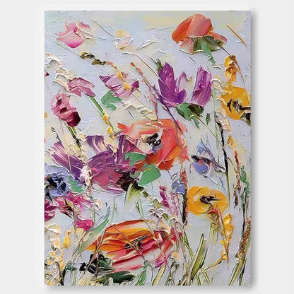 Vibrant Floral Oil Painting for Colorful Home Decor and Art Lovers