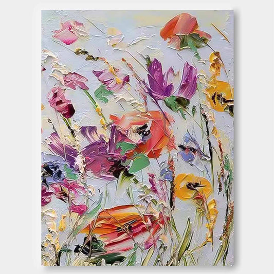 Vibrant Floral Oil Painting for Colorful Home Decor and Art Lovers