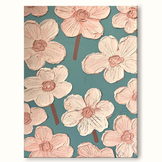 Charming Pink Floral Abstract Oil Painting for Modern Home Decor