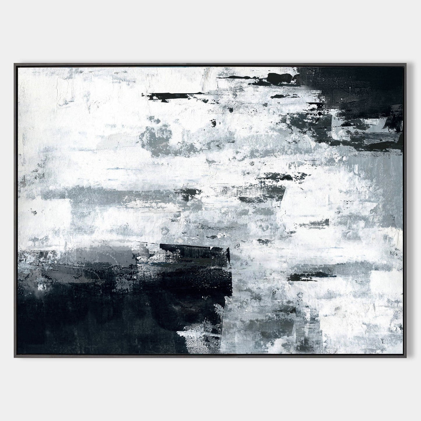 Monochrome Elegance: Stunning Black and Gray Abstract Oil Painting for Modern Spaces