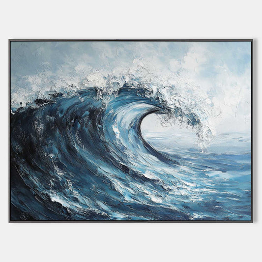 Vibrant Ocean Wave Oil Painting for Coastal Home Decor
