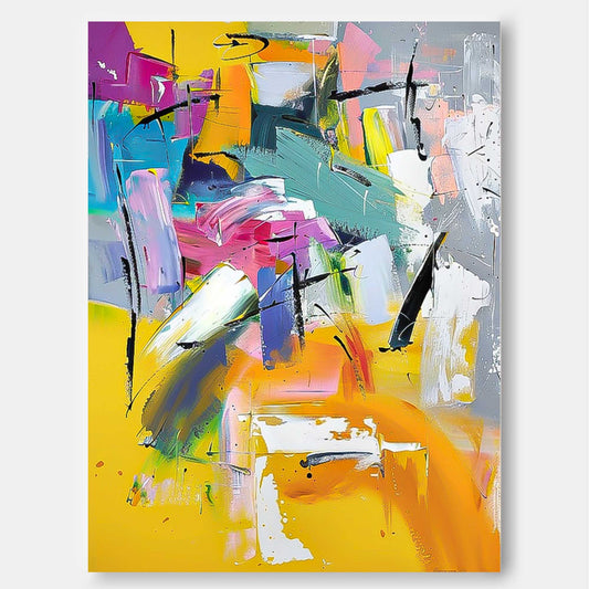 Vibrant Abstract Oil Painting for Modern Home Decor and Art Lovers