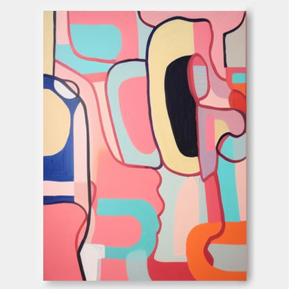 Colorful Abstract Face Oil Painting for Modern Home Decor