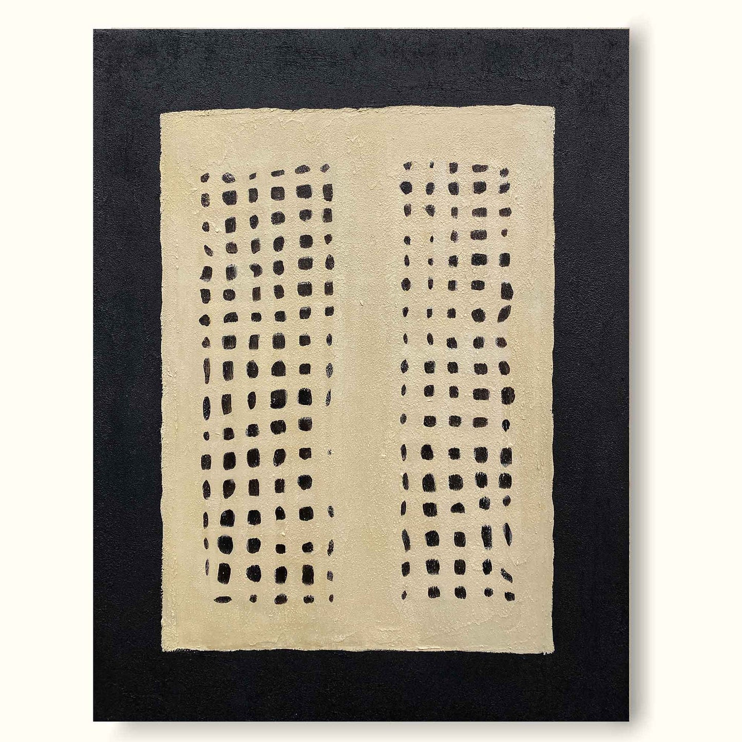 Contemporary Minimalist Abstract Oil Painting with Geometric Patterns