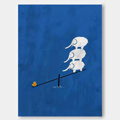 Whimsical Elephant Balance Art for Modern Minimalist Home Decor