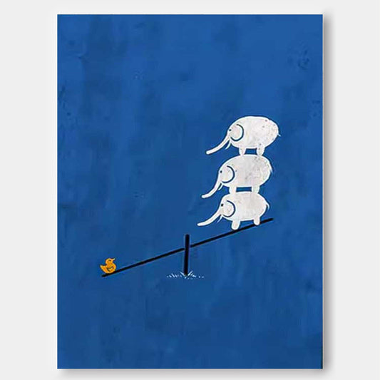 Whimsical Elephant Balance Art for Modern Minimalist Home Decor