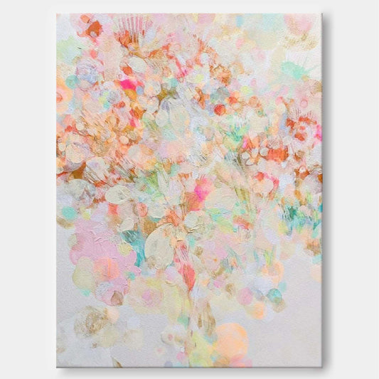 Colorful Abstract Floral Oil Painting for Modern Home Decor