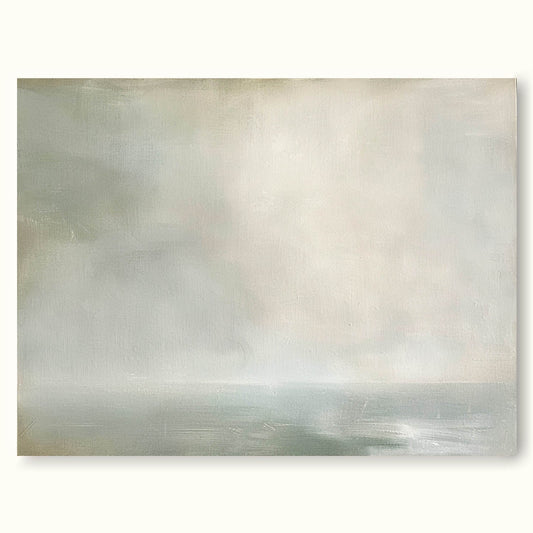 Serene Coastal Landscape Painting in Soft Hues for Tranquil Home Decor