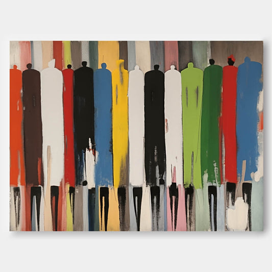 Colorful Abstract Human Figures Oil Painting for Modern Home Decor