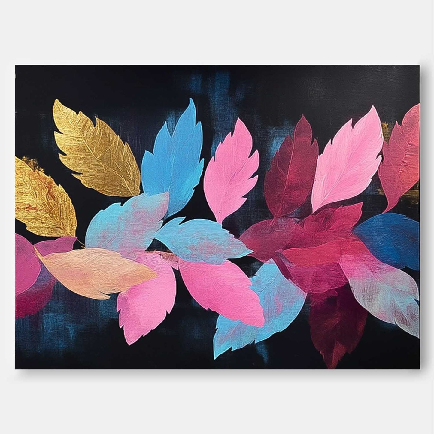 Vibrant Abstract Leaf Oil Painting on Canvas for Modern Home Decor