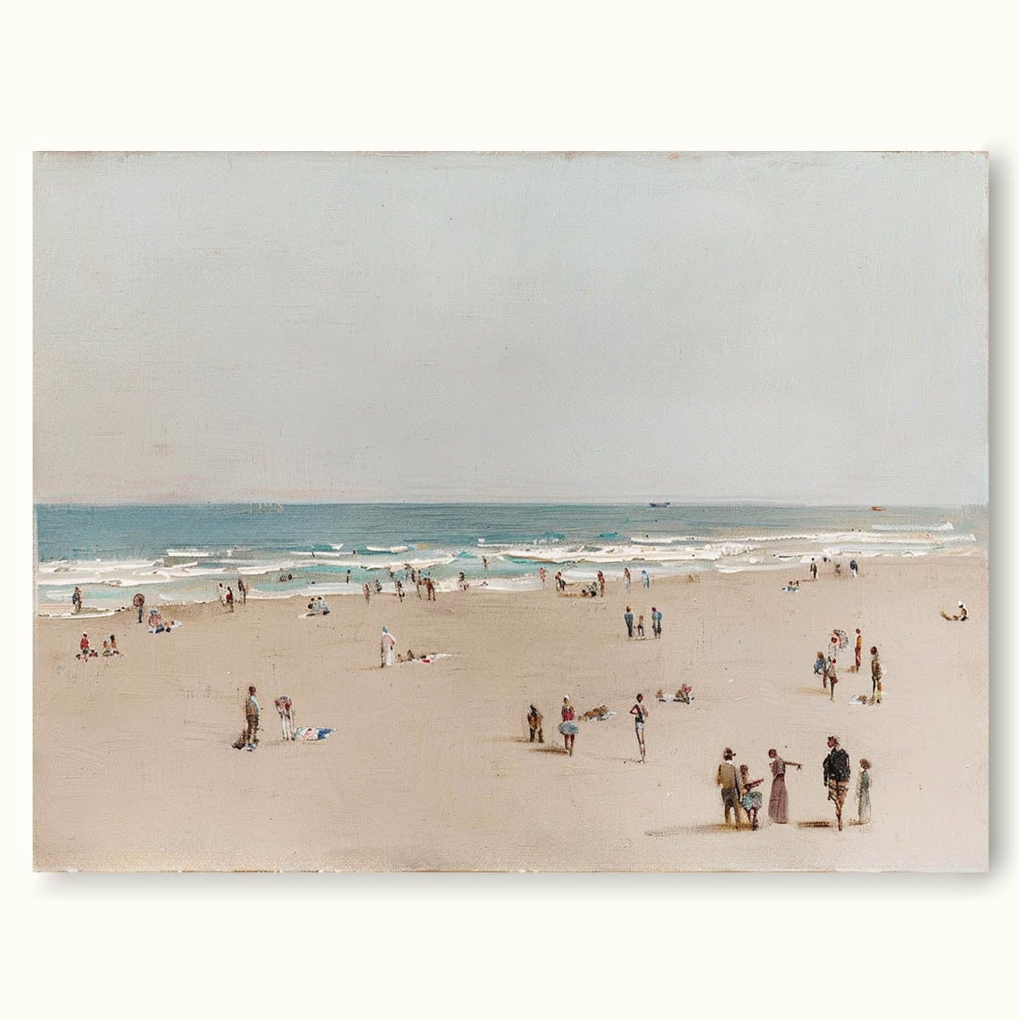 Seaside Serenity: Beautiful Oil Painting of a Beach Scene with People