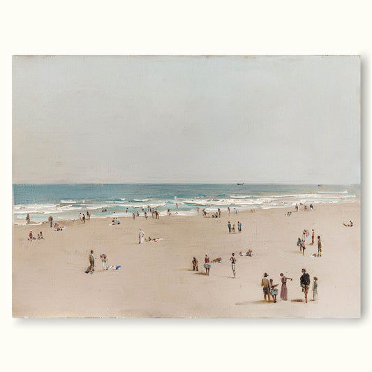Seaside Serenity: Beautiful Oil Painting of a Beach Scene with People