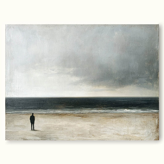 Tranquil Ocean Horizon Oil Painting - Serene Coastal Landscape Art
