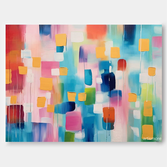 Colorful Abstract Expressionist Oil Painting for Modern Home Decor