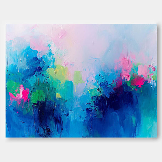 Vibrant Abstract Oil Painting with Bold Colors and Textures for Modern Decor