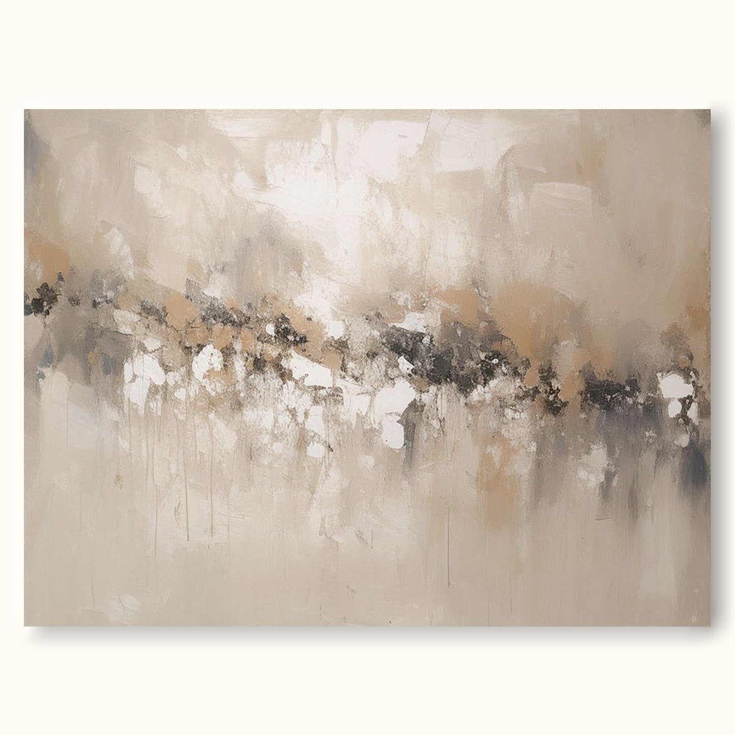 Serene Minimalist Abstract Oil Painting in Soft Neutrals for Modern D√©cor