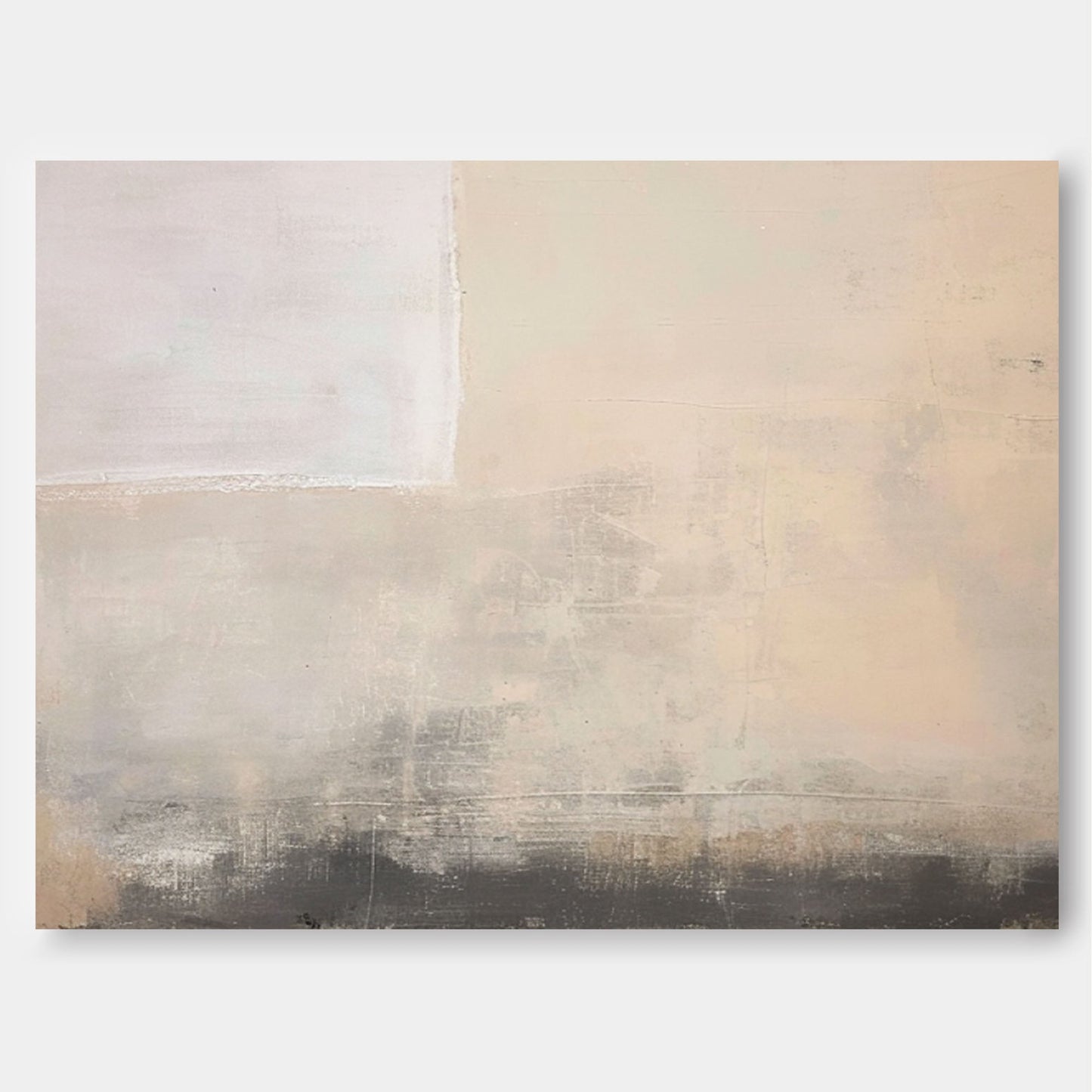 Serene Abstract Oil Painting in Soft Neutral Tones for Modern Home Decor