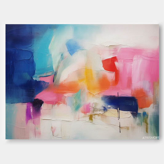 Vibrant Abstract Oil Painting with Bold Colors for Modern Home Decor