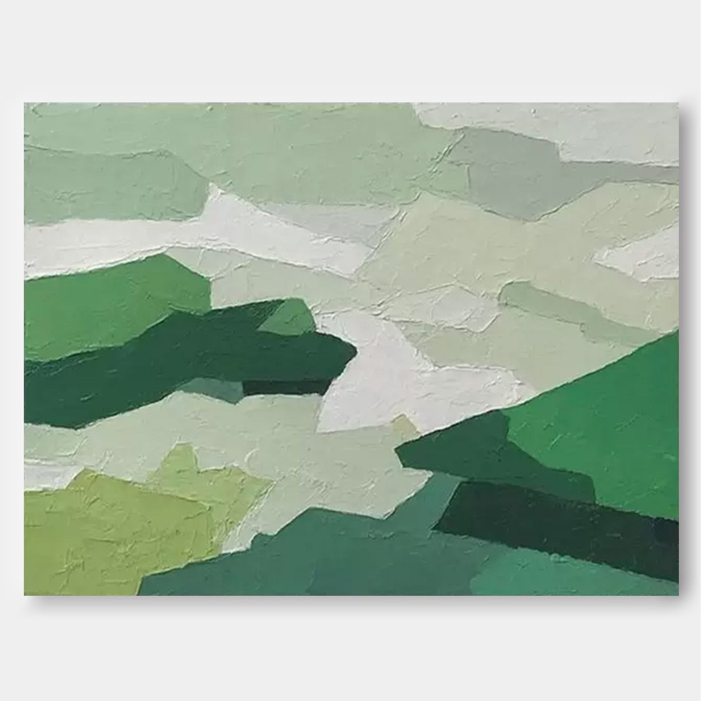 Serene Green Landscape Abstract Oil Painting for Modern Home Decor