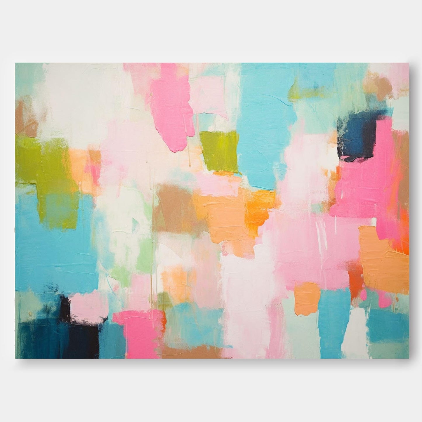 Vibrant Abstract Oil Painting in Bold Colors for Modern Home Décor