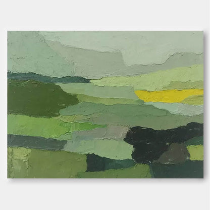 Serene Green Landscape Oil Painting - Modern Abstract Canvas Art for Home Decor