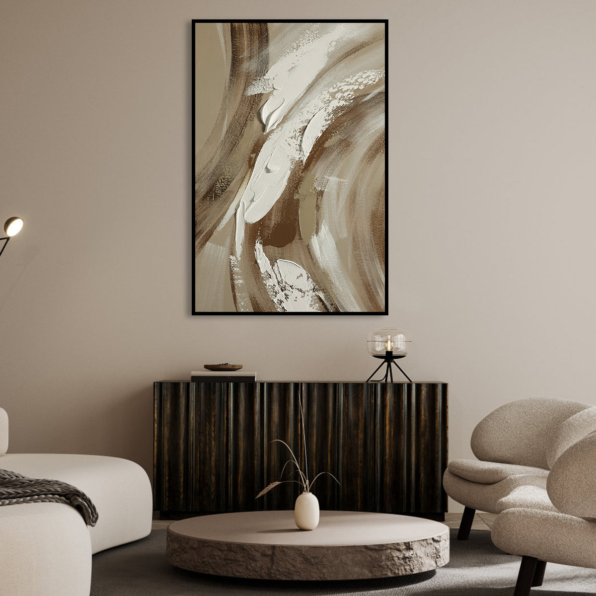 Abstract Black and Gray Sky Texture Painting for Modern Home Decor