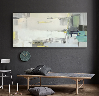 Abstract Oil Painting of Modern Dystopia with Soft Hues and Bold Textures for Home Decor