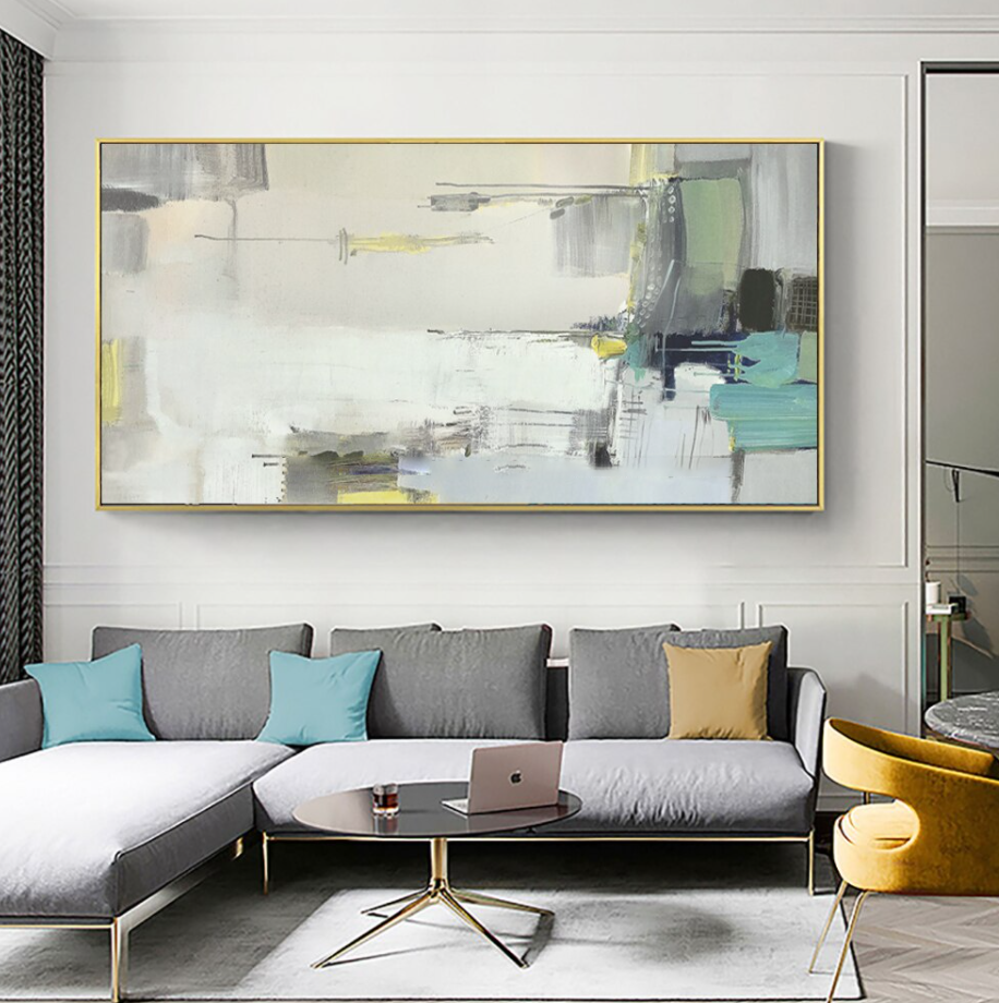 Abstract Oil Painting of Modern Dystopia with Soft Hues and Bold Textures for Home Decor