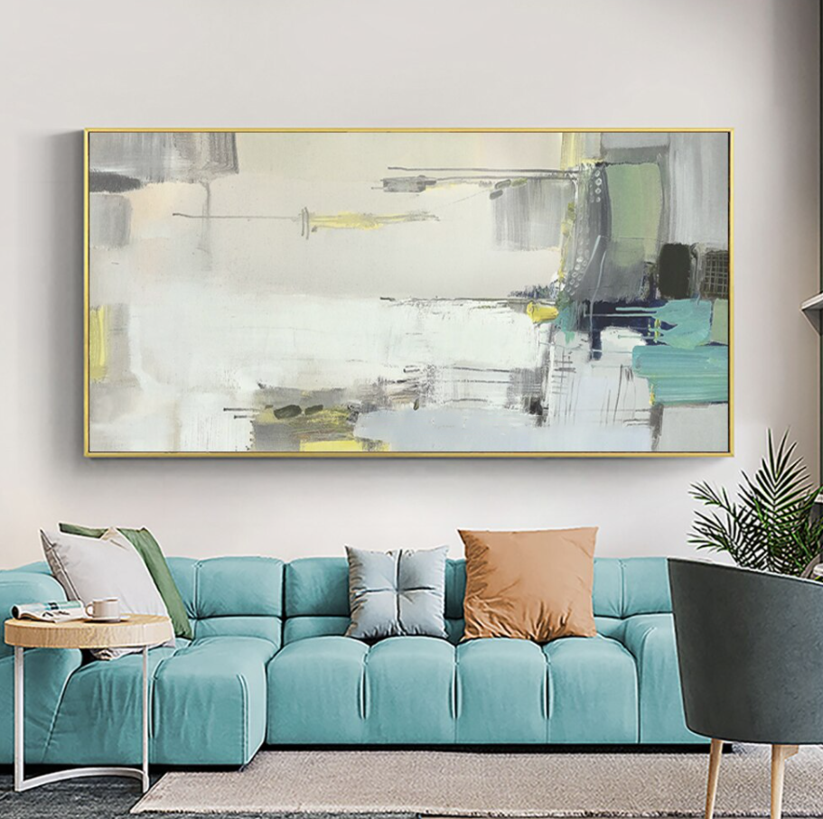 Abstract Oil Painting of Modern Dystopia with Soft Hues and Bold Textures for Home Decor