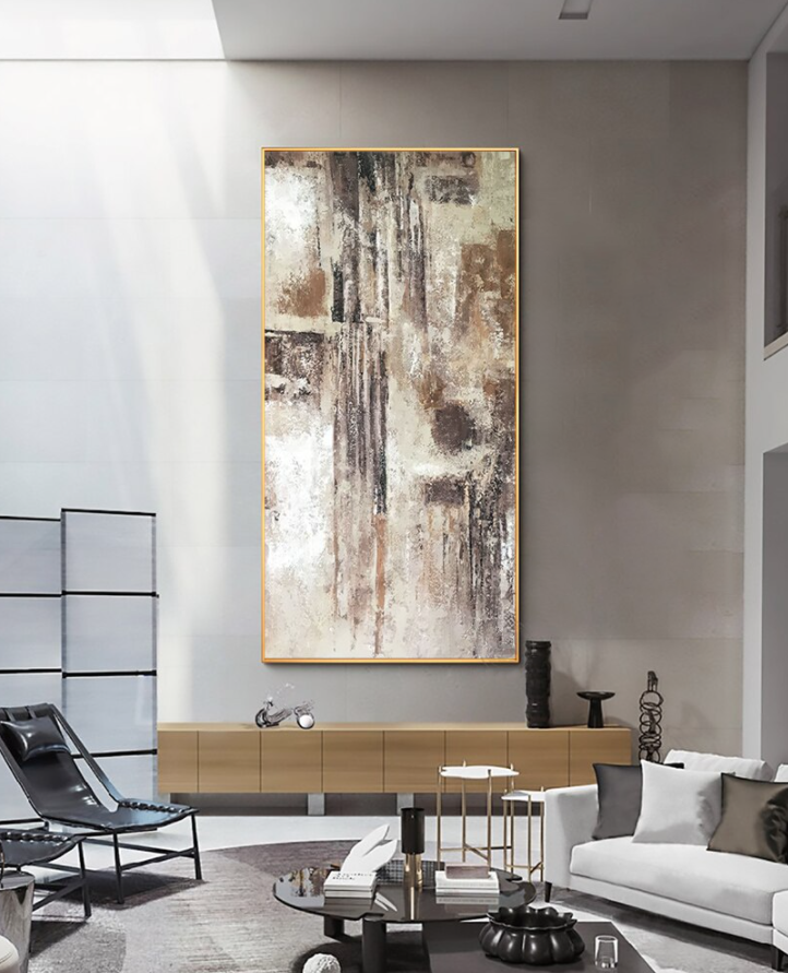 Serene Abstract Desert Rain Oil Painting for Modern Home Decor